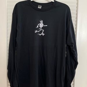 Custom Skateboarding Skeleton Black Long Sleeve